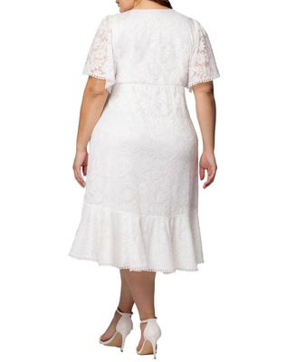 Plus Size Palermo Lace Faux Wrap Cocktail Dress