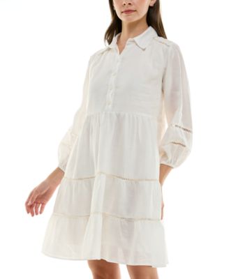 Taylor - Women's Ladder-Trim Collared A-Line Dress
