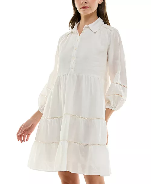 women's ladder-trim collared a-line dress