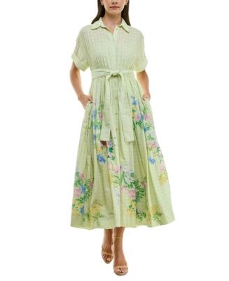 eyelet embroidered shirt dress Women's Light beige Eyelet Embroidered Shirt Dress