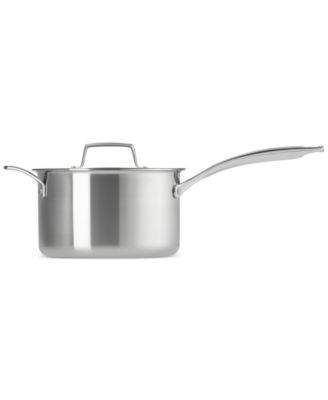Essential Stainless Steel Round Saucepan with Lid, 4 Qt.