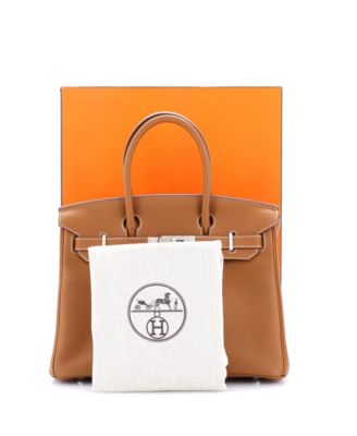 Pre-Owned HERMS Birkin 30 Handbag Brown Togo with Palladium Hardware 3238790₽