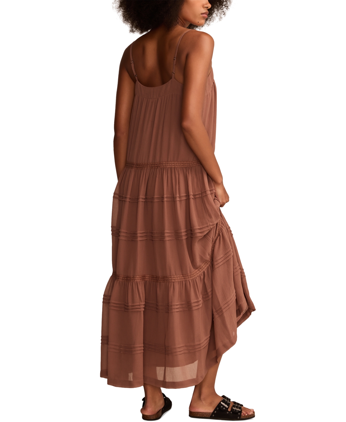 LUCKY BRAND WOMEN'S SPAGHETTI-STRAP PINTUCKED MAXI DRESS 