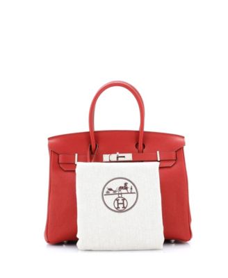 Бывшая в употреблении сумка HERMÉS Birkin 30, красная, для треккинга, с палладиевой фурнитурой