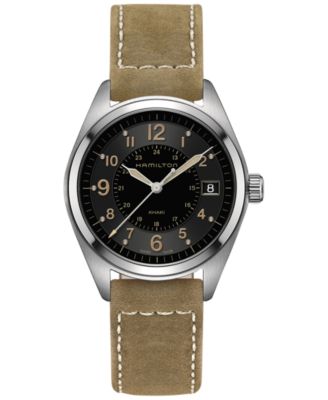 Hamilton Men's Swiss Khaki Field Tan Leather Strap Watch 40mm H68551833 ...