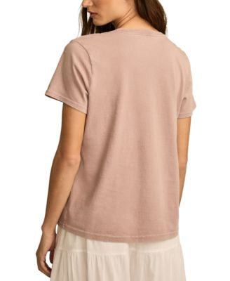 Женская хлопковая футболка Lucky Brand Classic Crew с аппликацией в тон от бренда Lucky