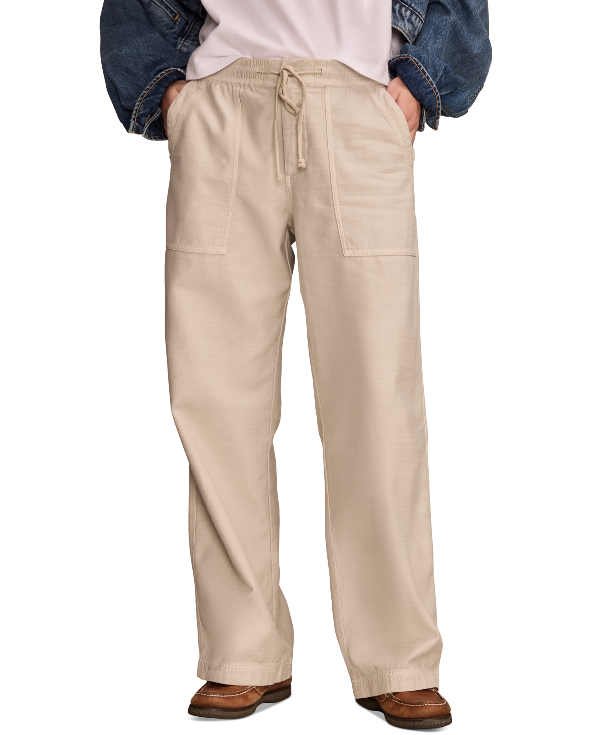 LUCKY BRAND WOMEN'S COTTON RELAXED WIDE-LEG UTILITY PANTS 