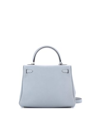 Бывшая в употреблении сумка HERMÉS Kelly 25 синего цвета из Того с палладиевой фурнитурой