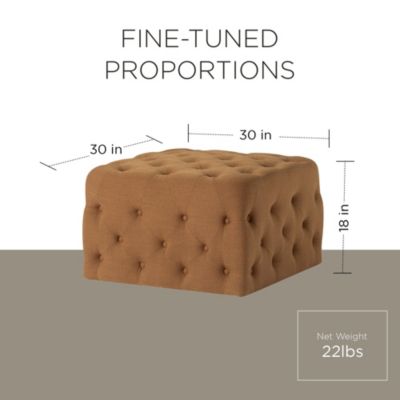 Henry Traditional Ottoman in Clay Fabric Upholstery