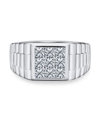 Big Square Cubic Zirconia Statement Ring .925 Sterling Silver