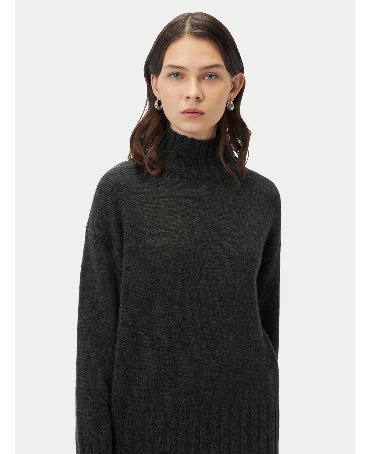 Women's Relaxed-Fit Cashmere Turtleneck - 2XL / charcoal / WK738-75 - Gray-raven