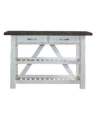 Farmhouse Server in Two Tone White w/ Wood Tone Top