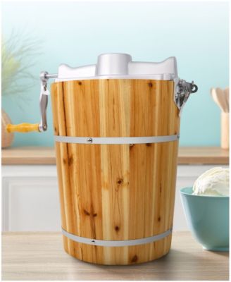6 Quart Old Fashioned Pine Bucket Electric/Manual Ice Cream Maker