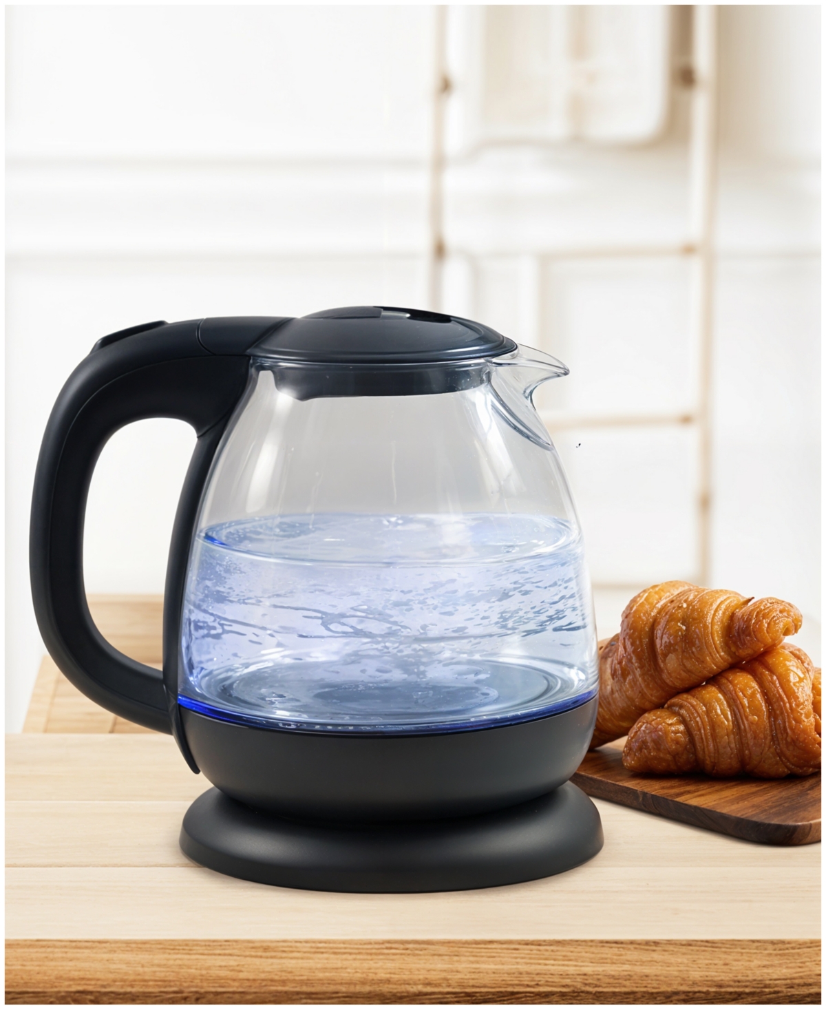 Elite Cuisine 1l Electric Glass Water Kettle In Black