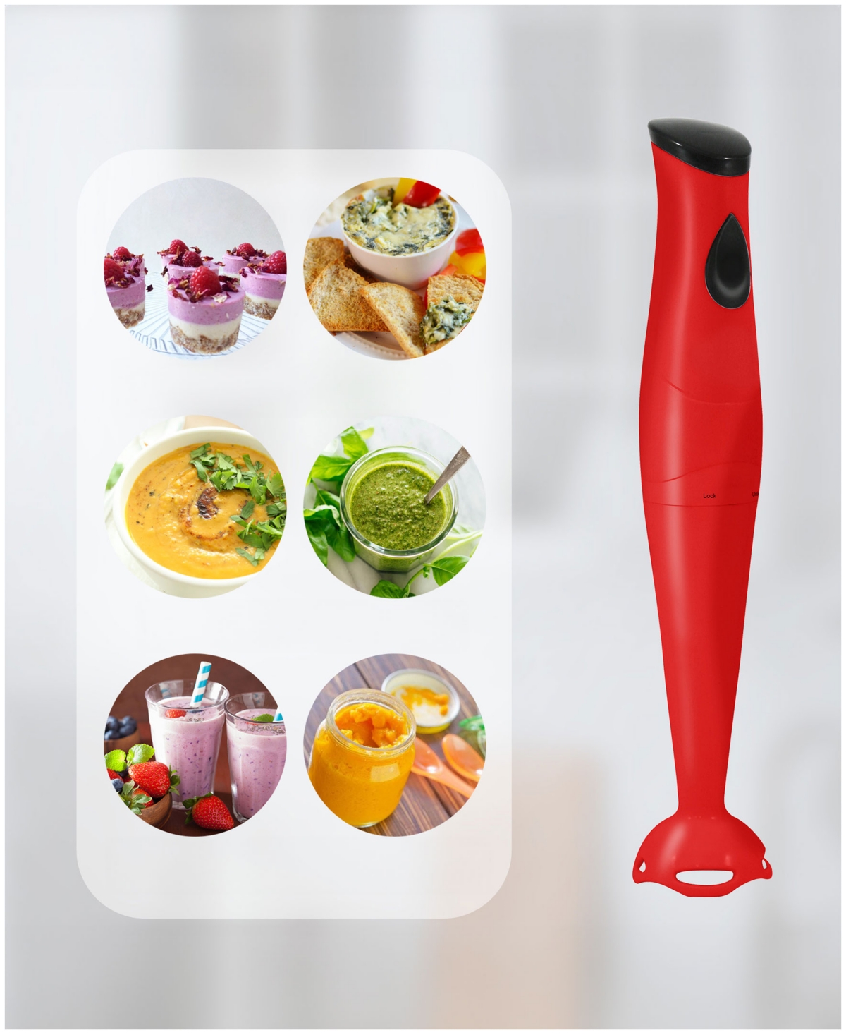 Elite Cuisine Hand Blender With Detachable Wand In Red