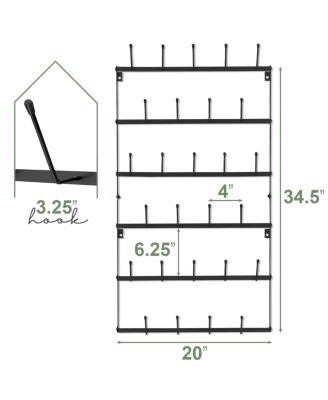 6-Tier Wall Mounted Metal Mug Holder Rack - Display Organizer for Coffee Mugs, Tea Cups, Mason Jars, and More - Holds 27 Mugs