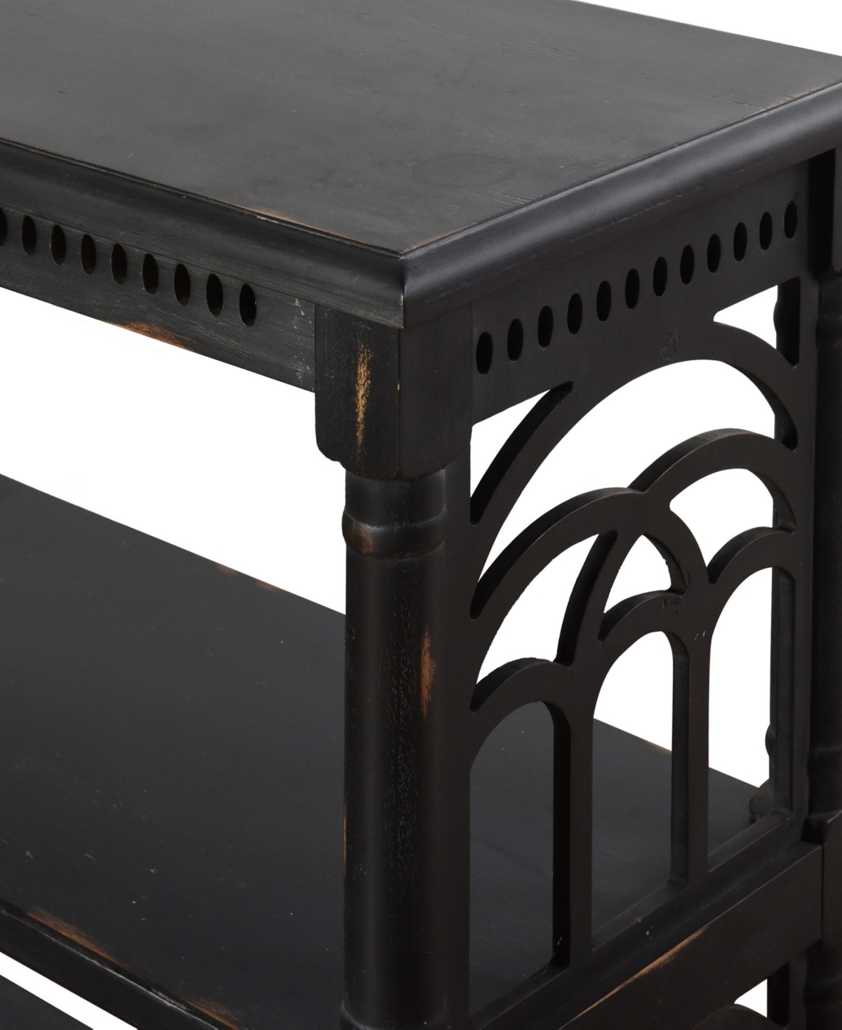 Stylecraft Home Collection 14" Wood Three Tier Console Table In Distressed Black