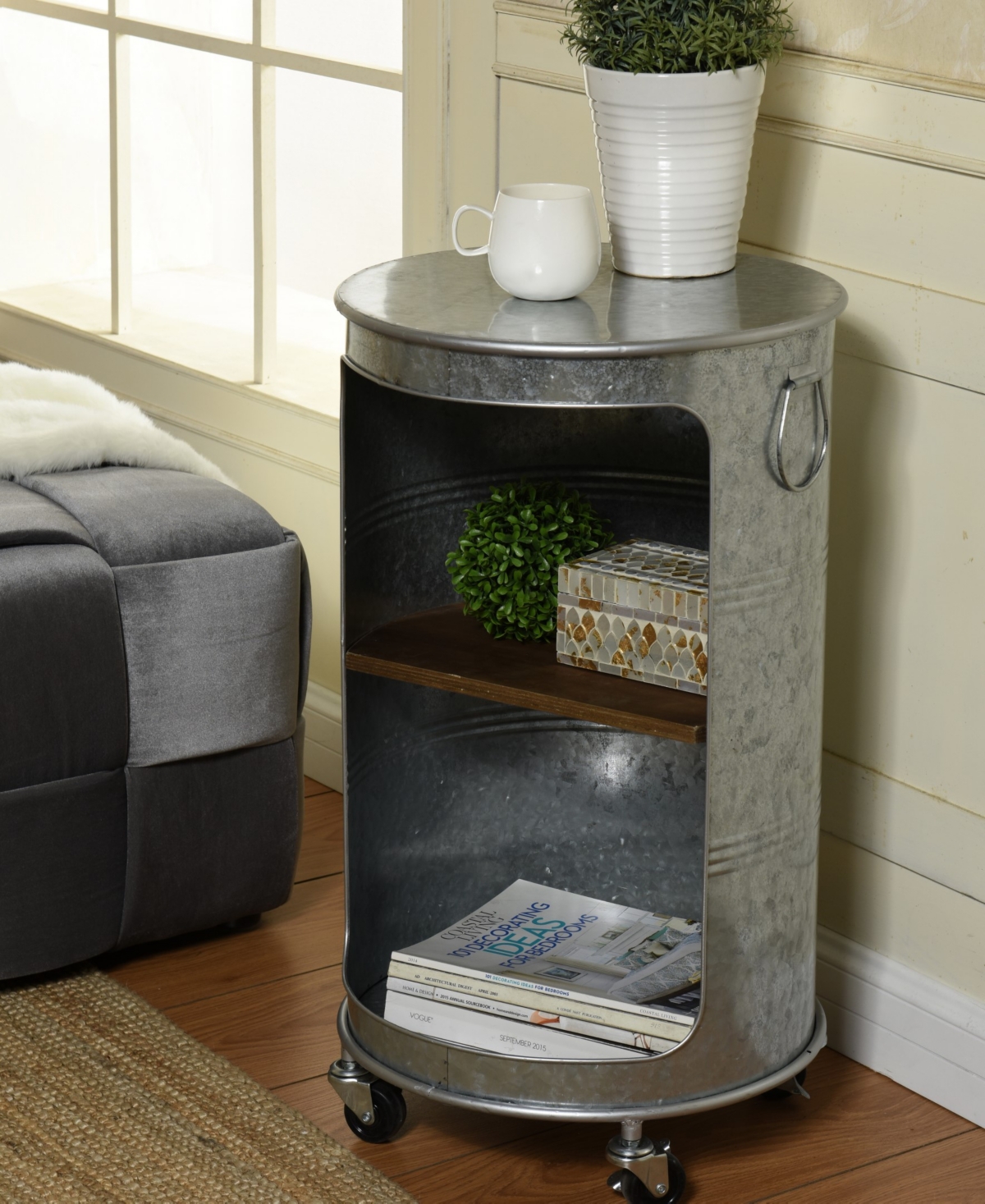 Shop Stylecraft Home Collection 15.75" Galvanized Metal Church St. Industrial Side Table In Silver