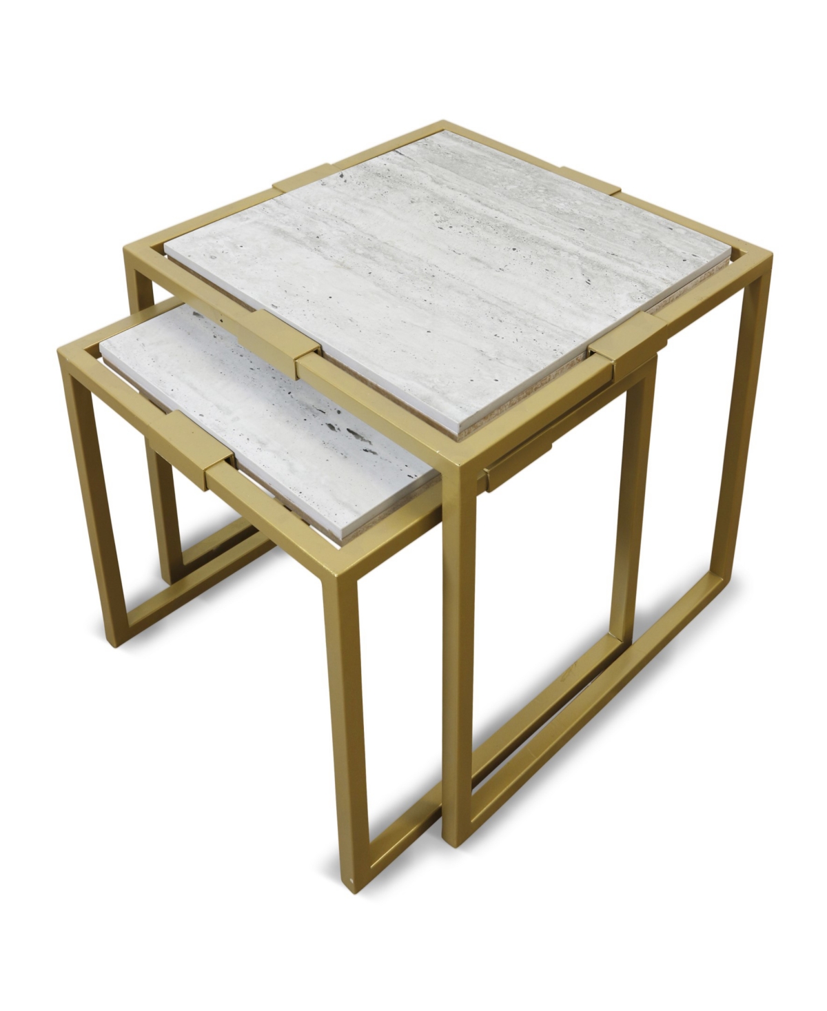 Stylecraft Home Collection 2-pc. Marble Modern Tables In White Marble