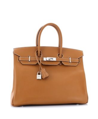 Бывшая в употреблении сумка HERMÉS Birkin 35 коричневого цвета с палладиевой фурнитурой