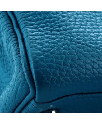 Бывшая в употреблении сумка HERMÉS Kelly 32 синего цвета из Того с палладиевой фурнитурой