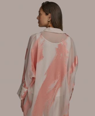 Женская блузка с выгоранием в стиле Brushstroke от Donna Karan New York и облегающие брюки