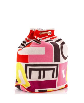 Бывшая в употреблении сумка-ведро HERMÉS Carre Taquin с принтом Toile