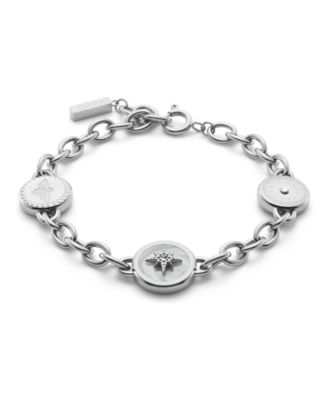 Signature Charms Silver Tone Bracelet