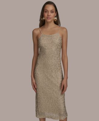 Женское платье-комбинация Donna Karan New York, расшитое бисером
