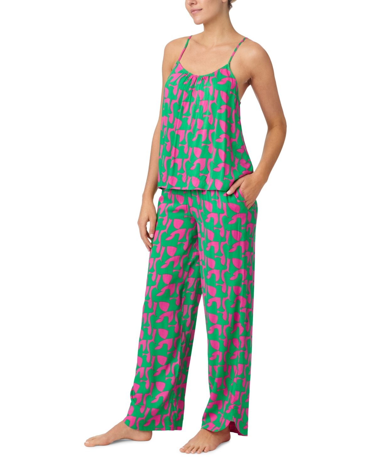 Sanctuary Women's Camisole & Pants Pj Set In Pink,green Geo Print