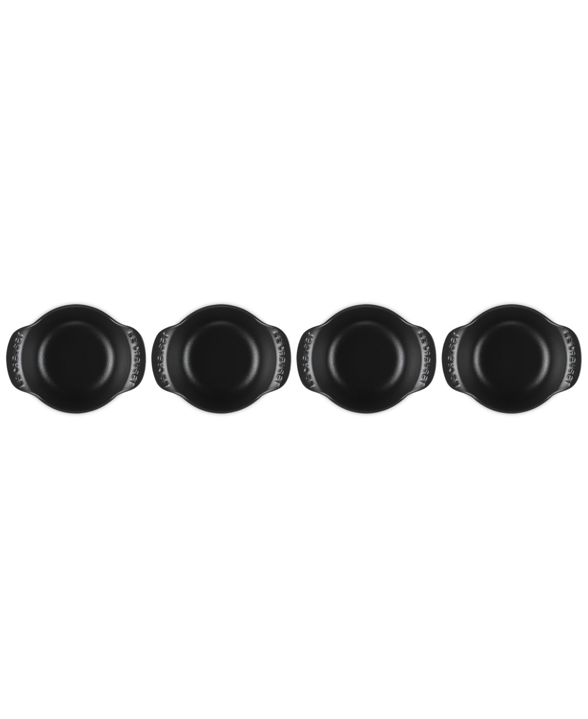 Le Creuset Enameled Cast Iron Mini Round Cocotte, Set Of 4 In Matte Black