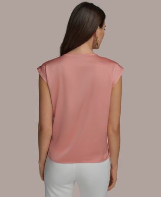 Женская блузка с V-образным вырезом и короткими рукавами от Donna Karan New York