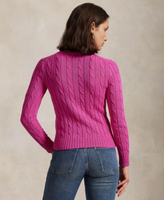 Women's Cable-Knit Cotton Crewneck Sweater