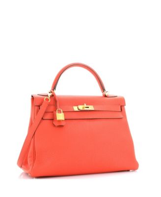 Pre-Owned Hermes Kelly 32 Handbag Orange Togo with Gold Hardware 1755090₽