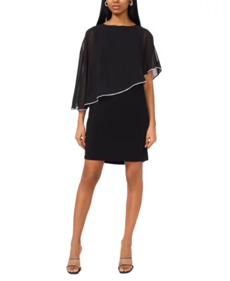 Petite Capelet Shift Dress - Black