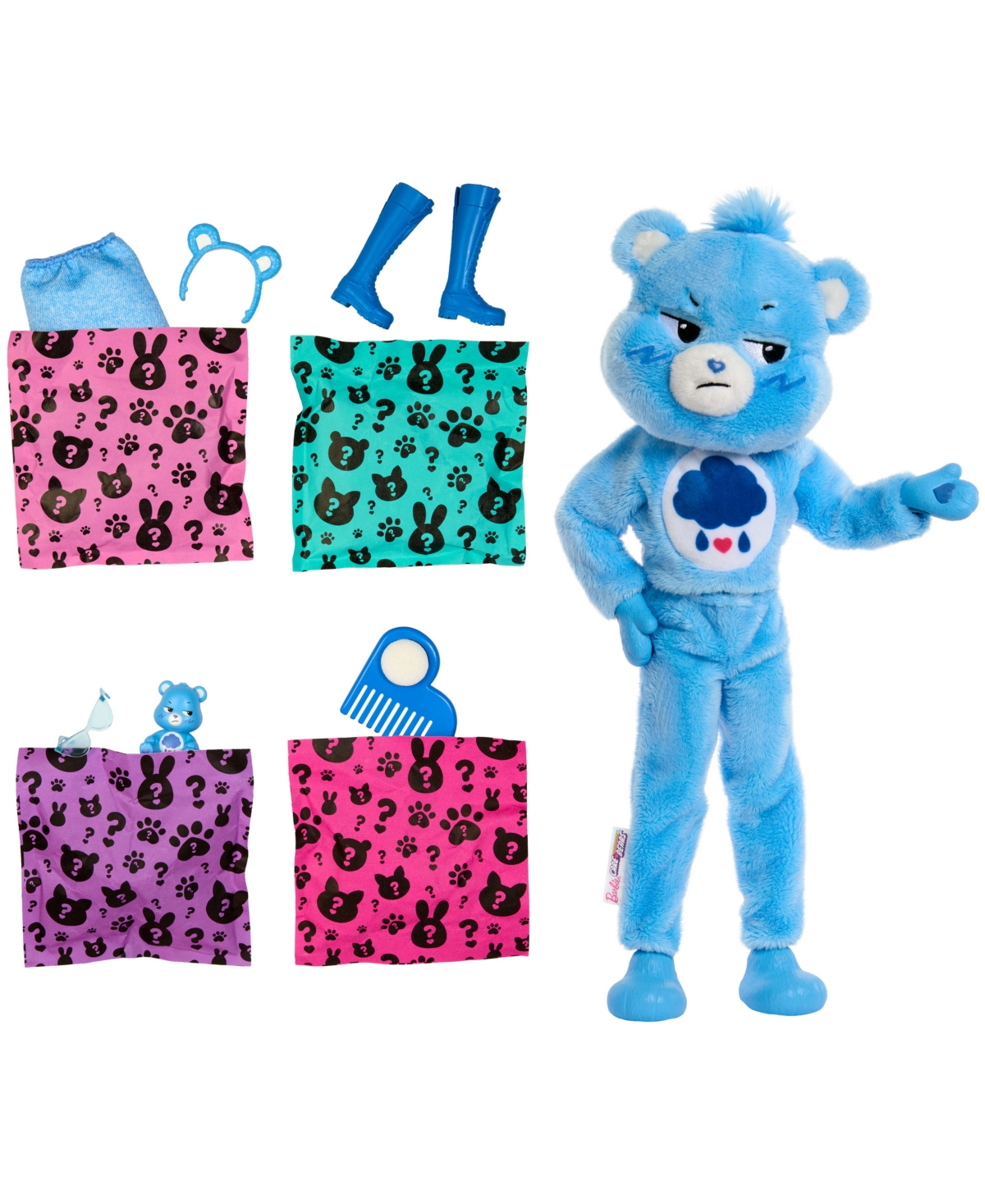 Shop Barbie Cutie Reveal Care Bears Series Doll & Accessories In Grumpy Bear Plush Costume, 10 Surprises In Multi-color
