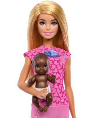 Baby Doctor Doll with Blonde Fashion Doll, 1 Baby Doll, Furniture & Accessories