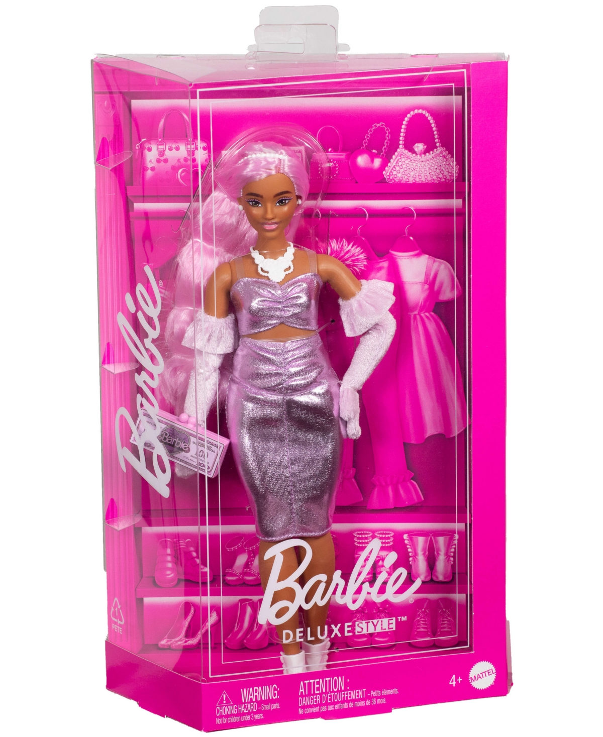 Shop Barbie Deluxe Style Doll 1 In Glossy Pink Core Dress With Velvet Gloves, Pink Hair In Multi-color