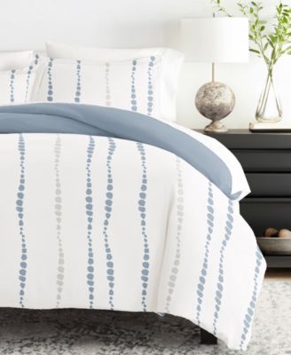 Reversible Floral & Geometric Pattern 3 piece Duvet Cover Set, Full/Queen