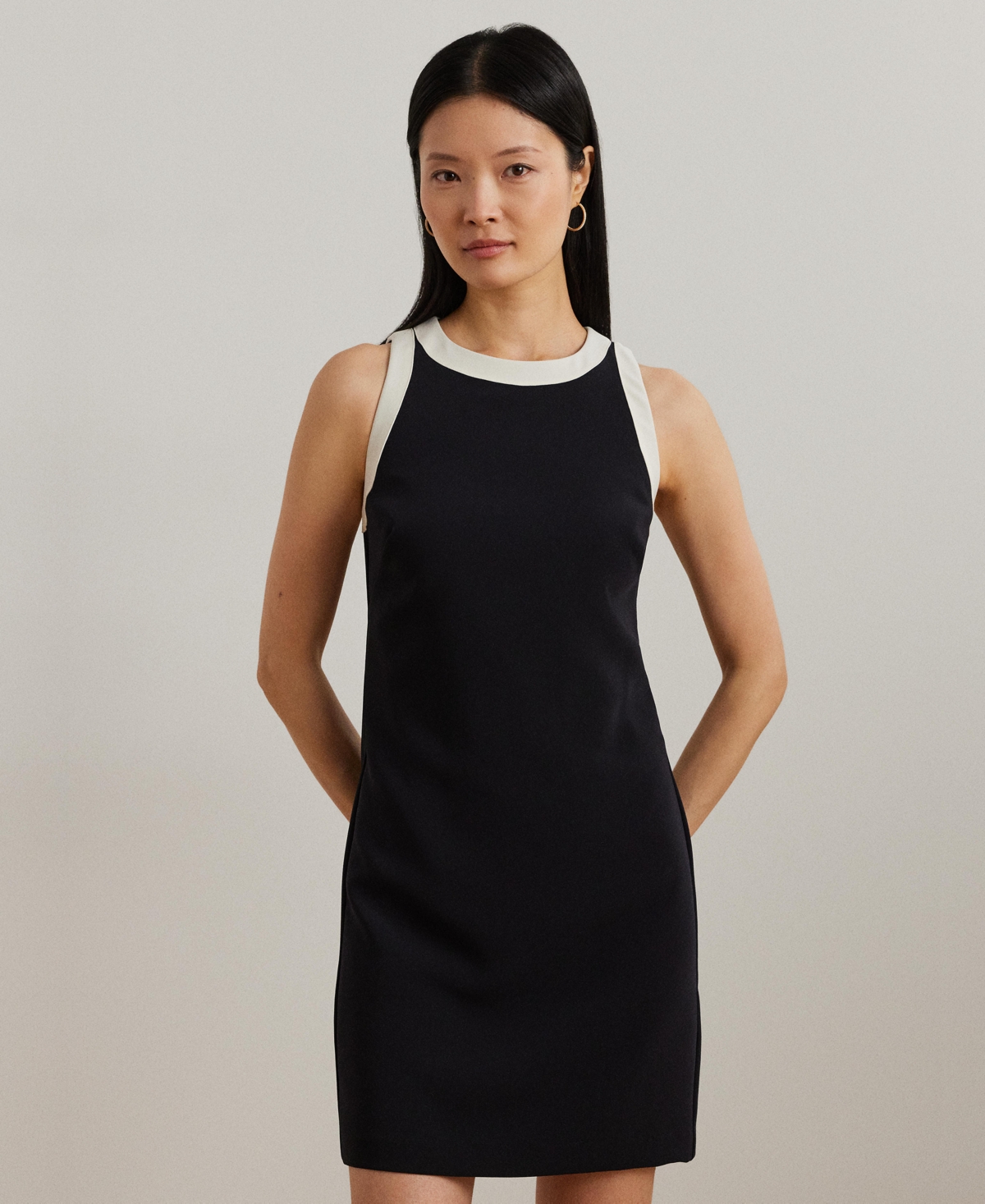 Lauren Ralph Lauren Women's Two-Tone Crepe Sleeveless Shift Dress