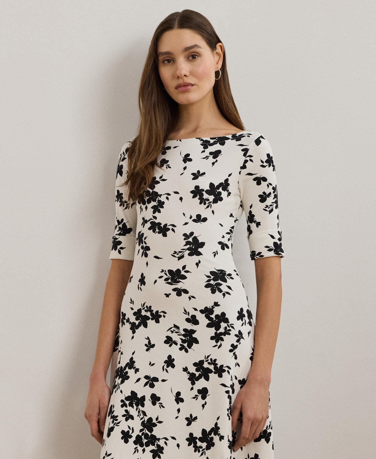 RALPH LAUREN WOMEN'S FLORAL STRETCH COTTON MIDI DRESS 
