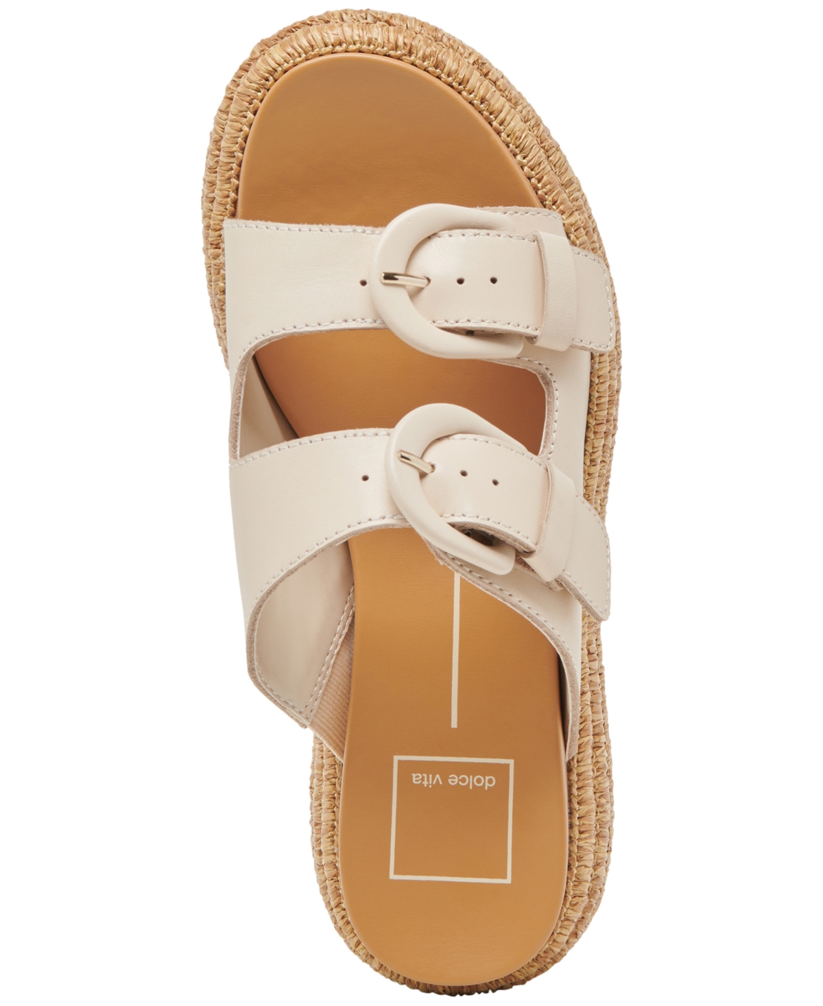 Dolce Vita Witny Buckled Platform Slide Sandals In Bone Leather