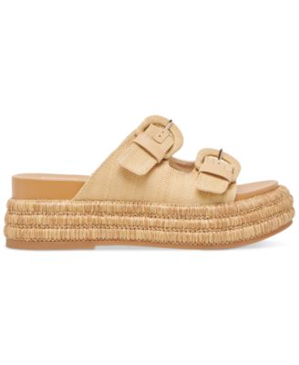 Women's Witny Double-Buckle Raffia Platform Footbed Sandals