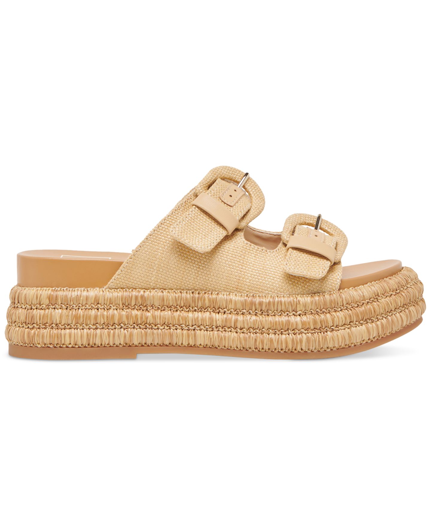 Женские сандалии Dolce Vita Witny Double-Buckle Raffia Platform Footbed, цвет: Оникс замшевый — фото 6
