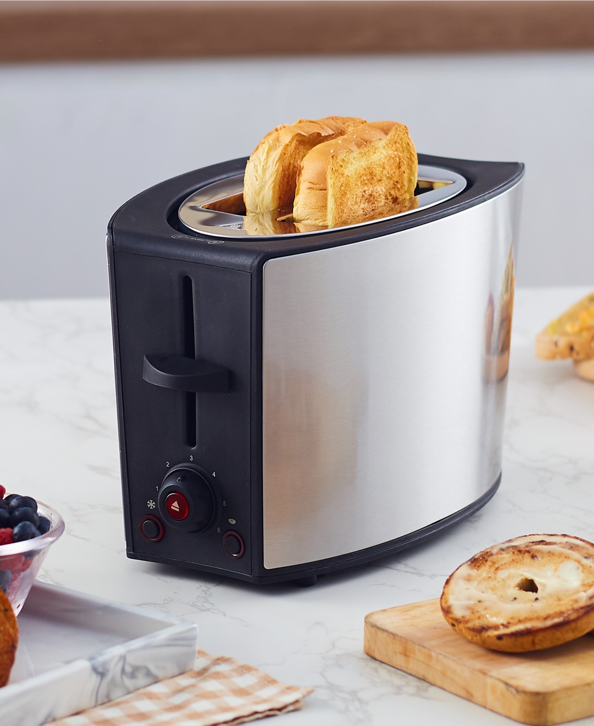 Elite Cuisine 2-slice Toaster With Bagel Function Ect2584 In Stainless Steel