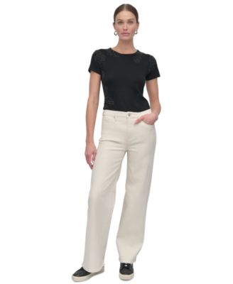 DKNY Jeans - Petite Houston High-Rise Wide-Leg Jeans