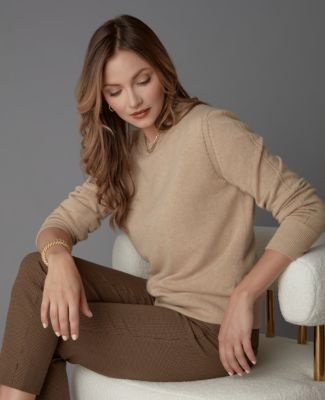 Women's Itch-Free Cashmere Crewneck Sweater with Soft Liner