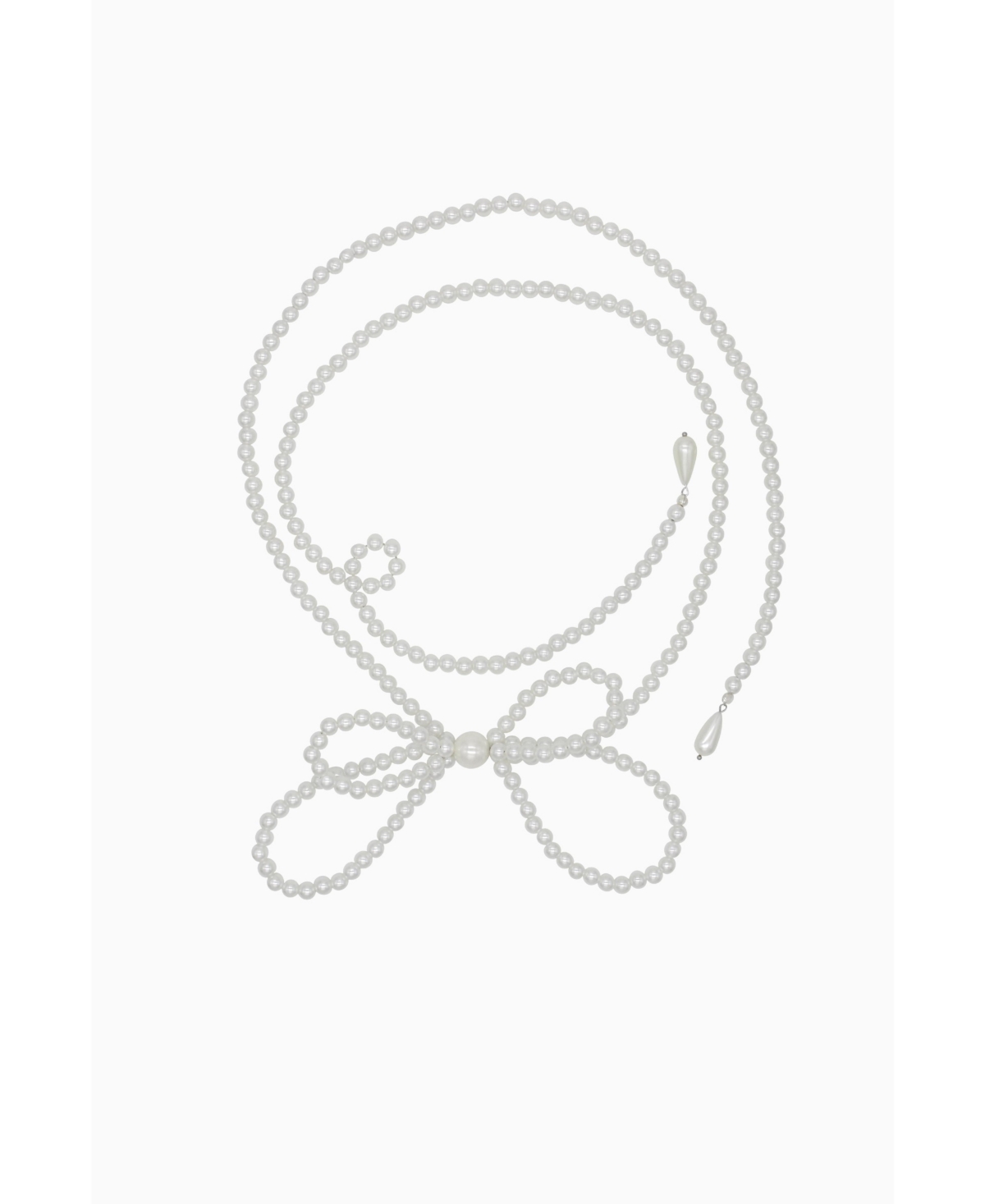 Pearl Bow Wrap Necklace - White
