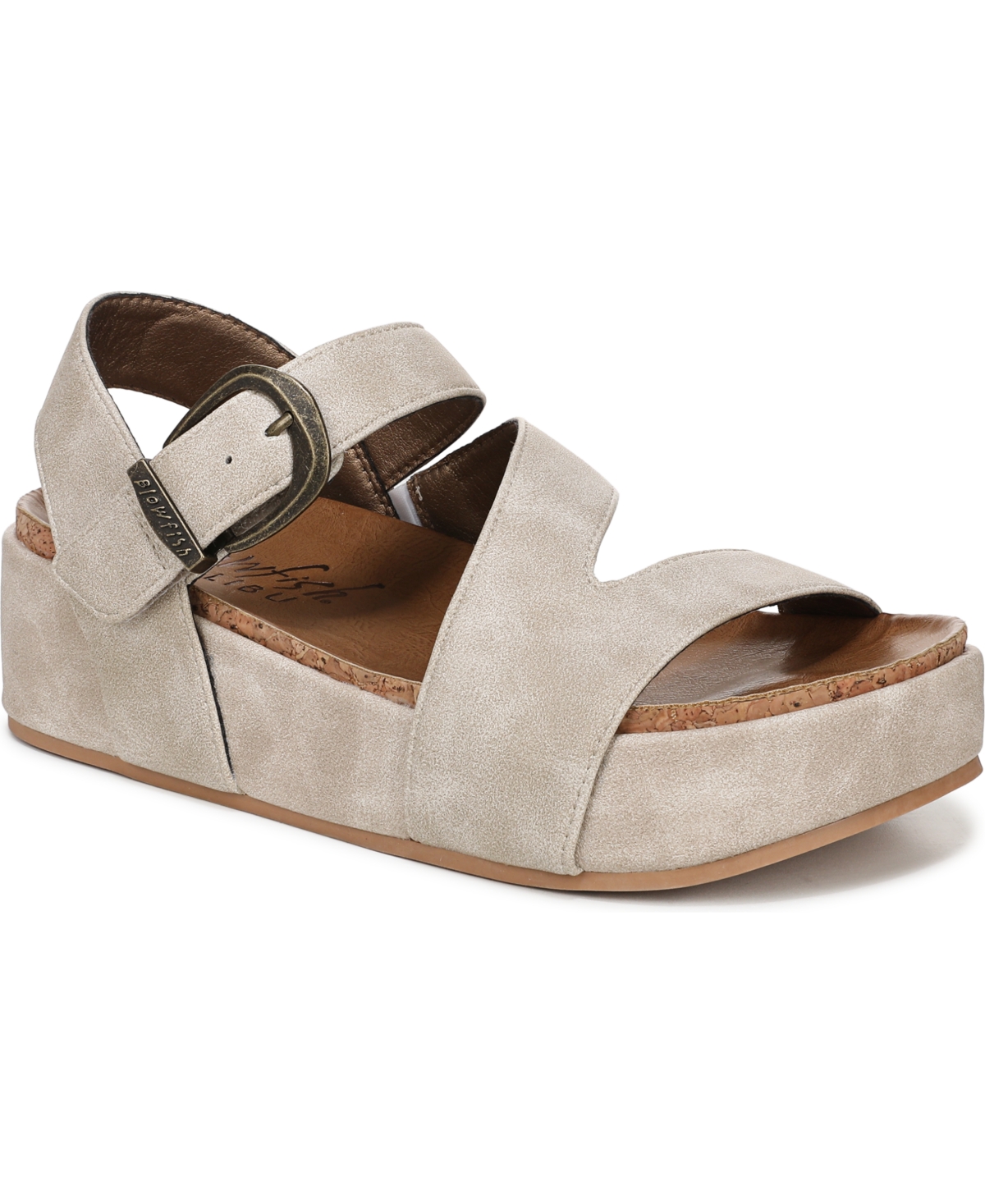 Shop Blowfish Malibu Women's Isabel Strappy Open Round Toe Platform Sandals In Cloud Faux Leather