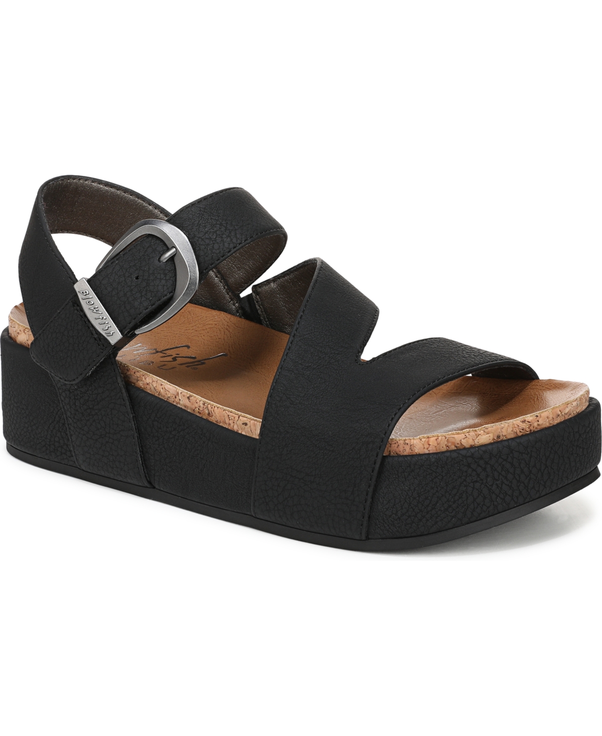 Shop Blowfish Malibu Women's Isabel Strappy Open Round Toe Platform Sandals In Black Faux Nubuck